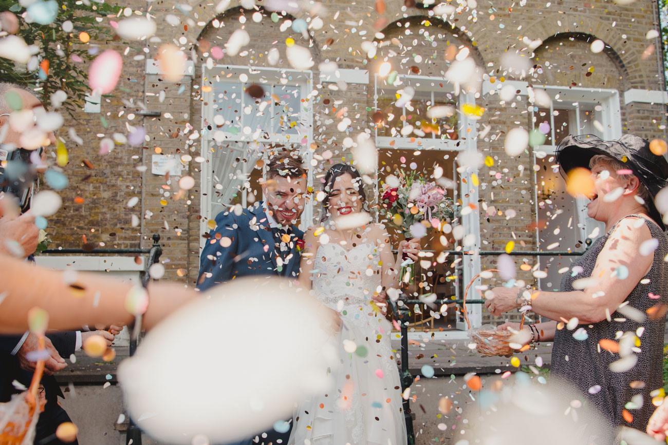 confetti exit london by Wiltshire Wedding Photographer Bo Leray